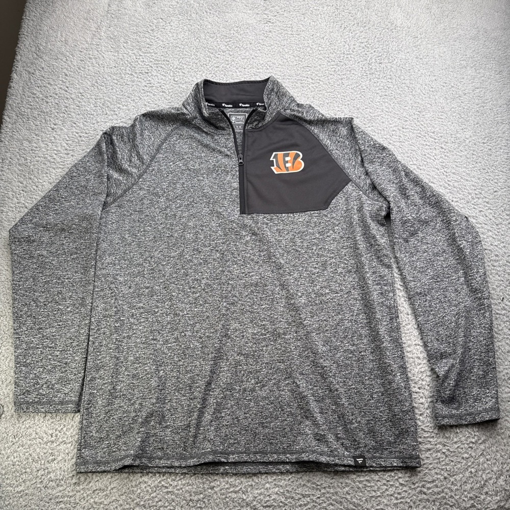 Fanatics 1/4 Zip Pullover Mens XL Gray Heathered Cincinnati Bengals NFL Pro Line
